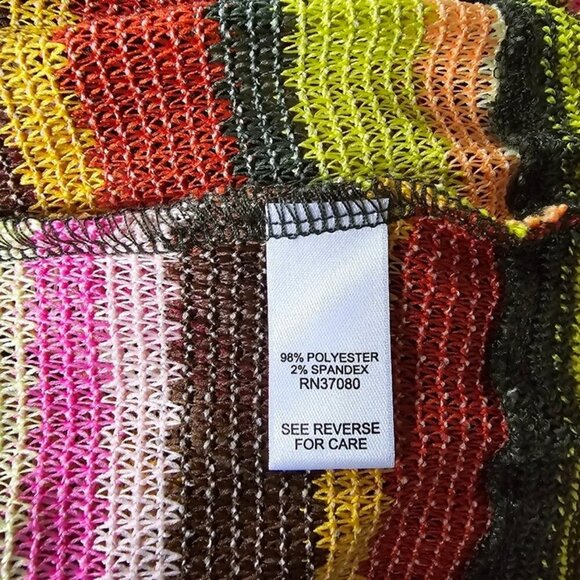 Cato Plus Striped Multicolor Duster Cardigan Vest Jacket Cover Up Swim Long 26W - Picture 6 of 7